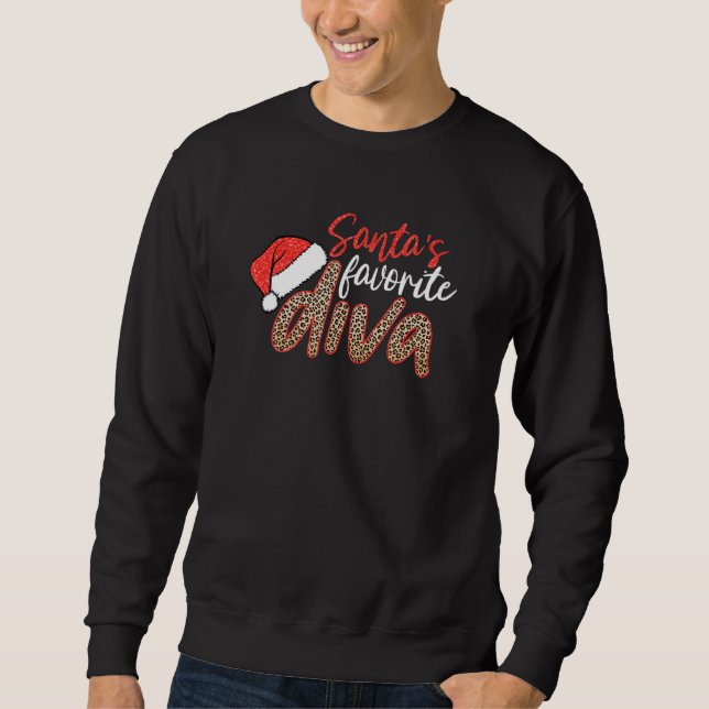 Weihnachts Lieblings-Diva Leopard Weihnachten froh Sweatshirt (Vorderseite)