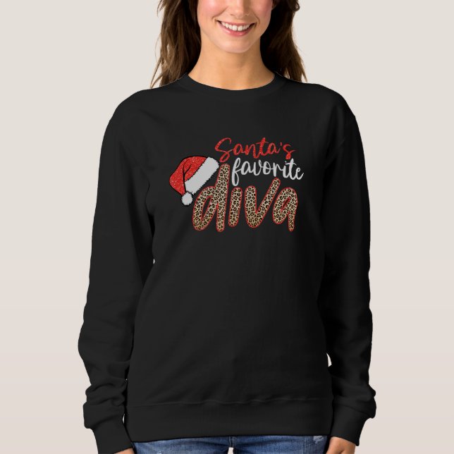 Weihnachts Lieblings-Diva Leopard Weihnachten froh Sweatshirt (Vorderseite)