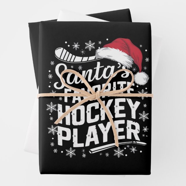 Weihnachts Lieblings-Hockey-Spieler Pajama Weihnac Geschenkpapier Set (Beispiel)