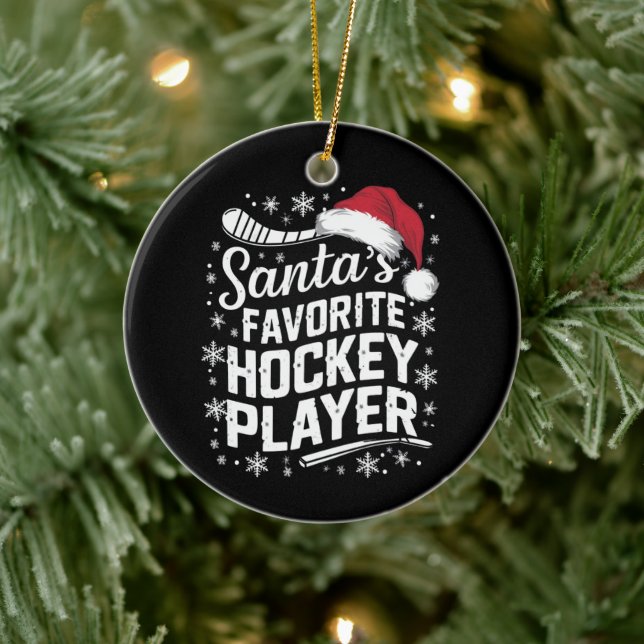 Weihnachts Lieblings-Hockey-Spieler Pajama Weihnac Keramik Ornament (Baum)