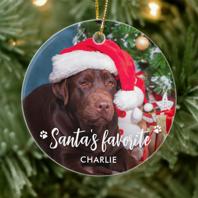 Weihnachts Lieblings-Pet-Welpen-Foto Keramik Ornament (Von Creator hochgeladen)