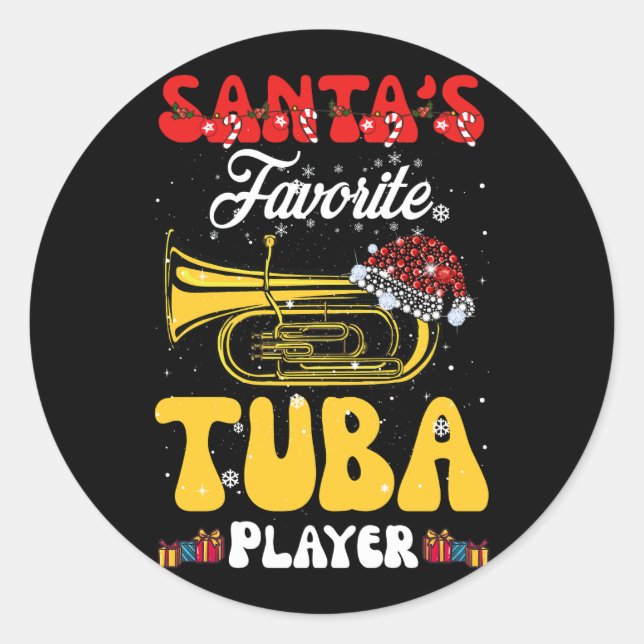 Weihnachts Lieblings-Tuba-Spieler Xmas Weihnachtsm Runder Aufkleber (Vorderseite)