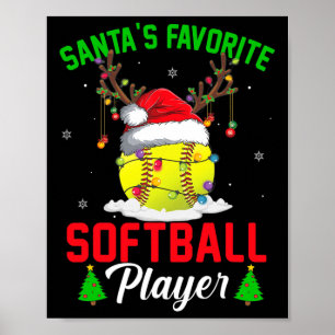 Weihnachts LieblingsSoftball-Spieler Weihnachten P Poster