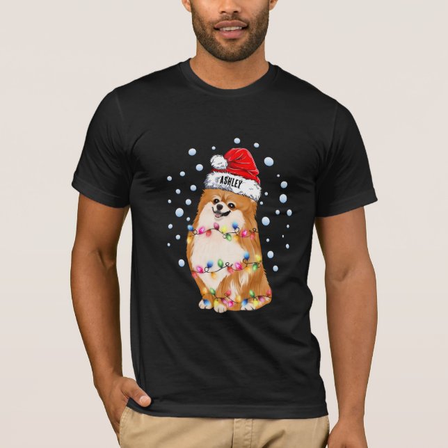 Weihnachts-Light-Spitz-Hund-Pupp T-Shirt (Vorderseite)