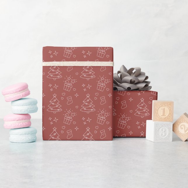 Weihnachts-Linienkunst-Wrap-Rolle  Geschenkpapier (Babyparty)