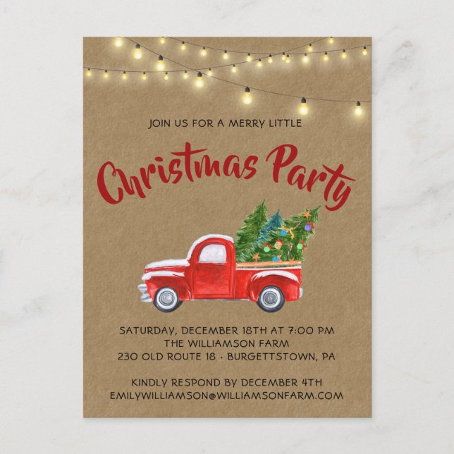 Weihnachts-LKW ein fröhliches Weihnachtsfest im Pa Postkarte (Vorderseite)