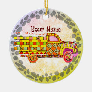 Weihnachts-LKW-Ornamente Keramik Ornament