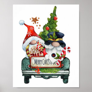 Weihnachts-LKWs Decoupage Print Poster