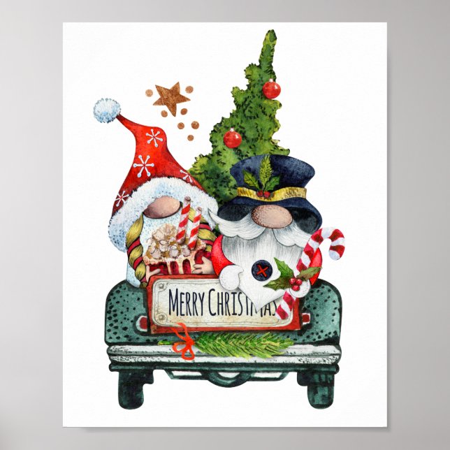 Weihnachts-LKWs Decoupage Print Poster (Vorne)