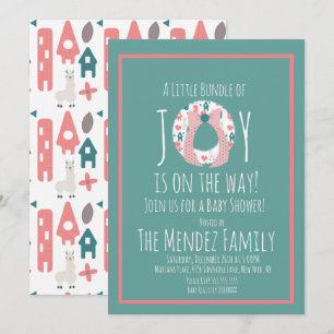 Weihnachts-Llama-Baby-Shower-Kranz-Freuden-Bundle Einladung