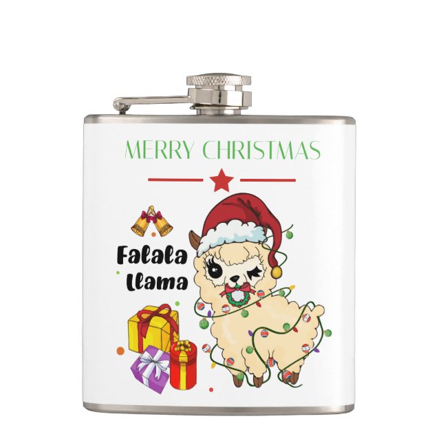 Weihnachts-Llama-Flasche Flachmann (Vorderseite)