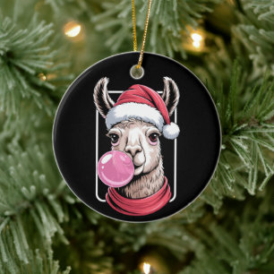 Weihnachts-Llama-Santa-Hut-Bubblegum-Schal Xmas Keramik Ornament