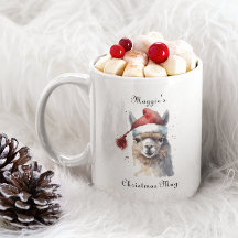 Weihnachts-Llama Wasserfarbe Santa Hut Benutzerdef