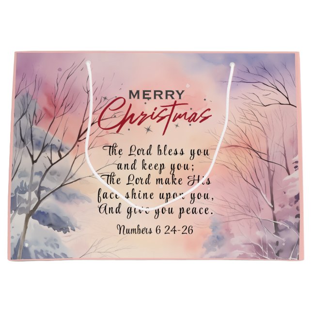 Weihnachts Lord segne Sie Bibel Verse Winter Schne Große Geschenktüte (Vorderseite)