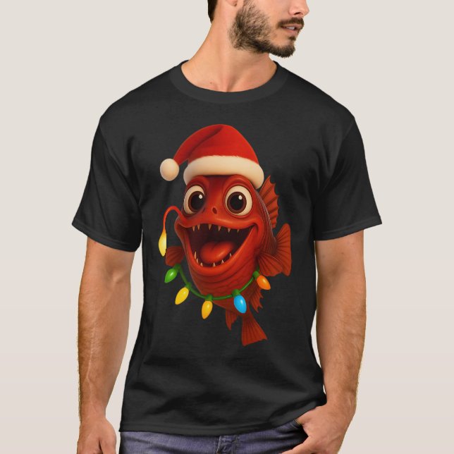 Weihnachts-Losmaul-Stoplight-Fisch T-Shirt (Vorderseite)