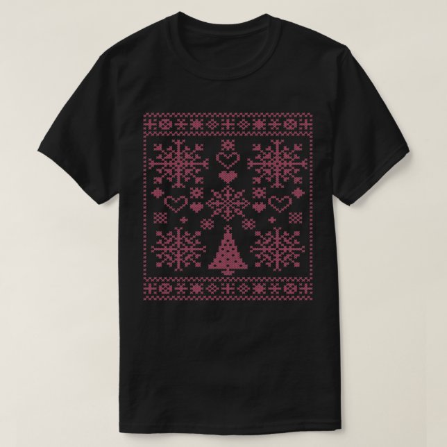 Weihnachts-Lover-Muster Sampler Artistic Des T-Shirt (Design vorne)
