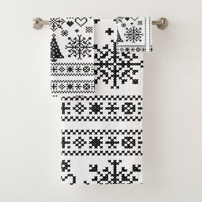 Weihnachts-Lover-Muster Sampler-Design Badhandtuch Set (Insitu)