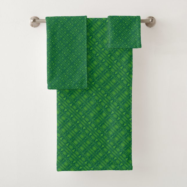 Weihnachts-Lover-Muster Sampler-Design Badhandtuch Set (Insitu)