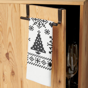 Weihnachts-Lover-Muster Sampler-Design Geschirrtuch