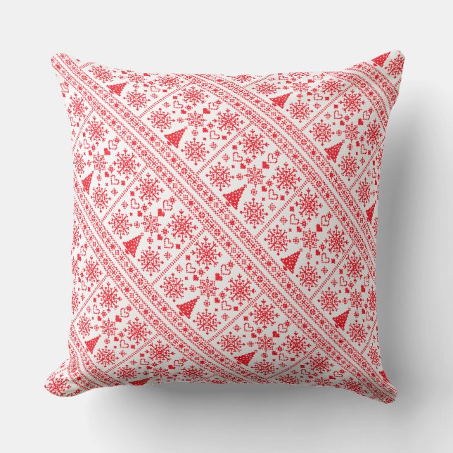 Weihnachts-Lover-Muster Sampler-Design Kissen (Vorderseite)