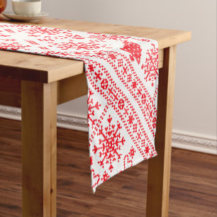 Weihnachts-Lover-Muster Sampler-Design Kurzer Tischläufer