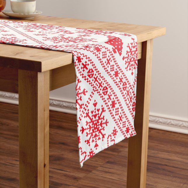 Weihnachts-Lover-Muster Sampler-Design Kurzer Tischläufer (Beispiel)