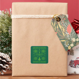 Weihnachts-Lover-Muster Sampler-Design Quadratischer Aufkleber