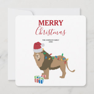 Weihnachts-Löwentier mit Weihnachtsmannmütze-Karte