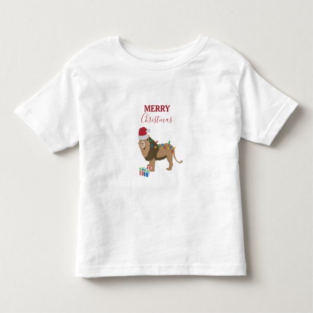 Weihnachts-Löwentiere mit Weihnachtsmannmütze Kleinkind T-shirt (Vorderseite)