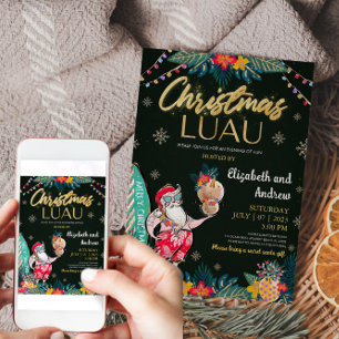 Weihnachts Luau Tropical Santa Einladung Karte
