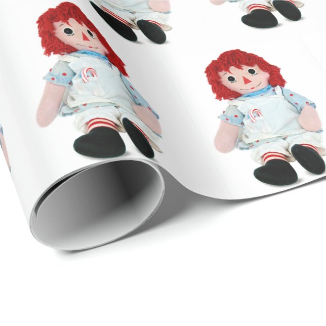 Weihnachts Lumpenpuppe mit Zuckerstange Geschenkpapier (Rolleneckpunkt)