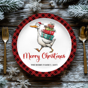 Weihnachts Lustige Gans Minimalistischer Charme Pa Pappteller