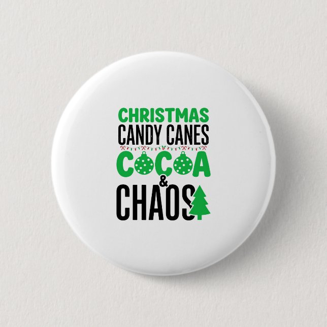 Weihnachts-Lutscher-Kakao-Chaos-Design Button (Vorderseite)