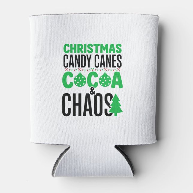 Weihnachts-Lutscher-Kakao-Chaos-Design Dosenkühler (Vorderseite)