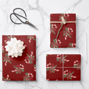 Weihnachts-Lutscher mit dekorativem Band Geschenkpapier Set
