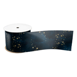 Weihnachts-Luxus goldene Sterne Blau Satinband