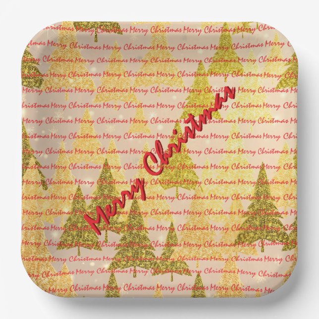 Weihnachts Luxus Weihnachtsbäume Festlich Pappteller (Vorderseite)