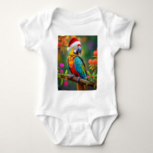 Weihnachts-Macaw mit einer Weihnachtsmannmütze-564 Baby Strampler