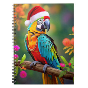 Weihnachts-Macaw mit einer Weihnachtsmannmütze-564 Notizblock