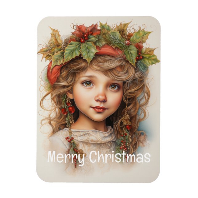 Weihnachts Mädchen Custom 15 von 25 Magnet (Vertikal)