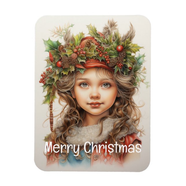 Weihnachts Mädchen Custom 18 von 25 Magnet (Vertikal)