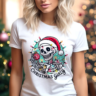 Weihnachts Mädchen Skelett Spaß Feiertag Tri-Blend Shirt