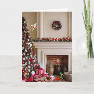 Weihnachts-Magie-Elfen fügen Ihre Unterschrift und Feiertagskarte