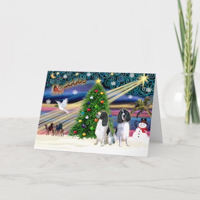 Weihnachts-Magie-Englische Springer (zwei) Feiertagskarte (Vorderseite)