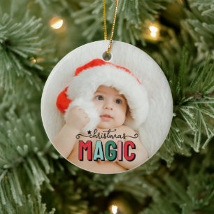 Weihnachts-Magie-Foto Personalisiert Keramik Ornament