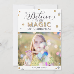 Weihnachts-Magie-Weihnachtsfotos - Weiß Feiertagskarte