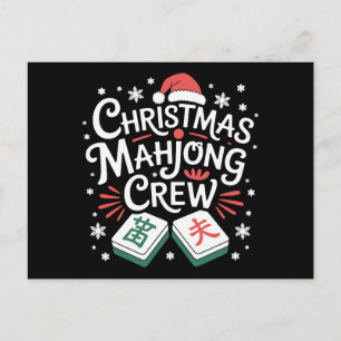 Weihnachts-Mahjong-Crew Santa Hut Xmas Familie Feiertagspostkarte