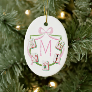 Weihnachts-Mahjong-Kachel-Wappen Keramik Ornament