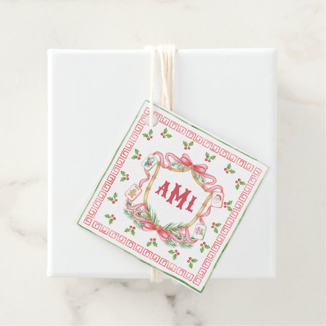 Weihnachts-Mahjong | Monogramm Geschenkanhänger (Beispiel)