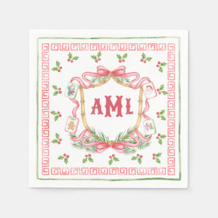 Weihnachts-Mahjong Monogramm Serviette
